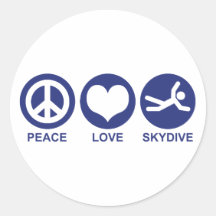 Amor Skydive da paz Adesivo Em Formato Redondo