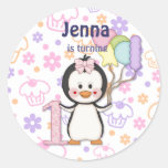 Aniversário da menina de Cutie- do pinguim primeir Adesivos