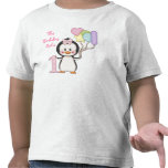 Aniversário da menina de Cutie- do pinguim primeir Tshirt