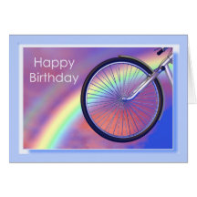 Aniversário da roda de bicicleta cartao
