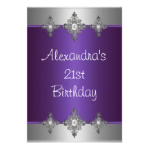 Aniversário de 21 anos de prata roxo elegante da j convite personalizados