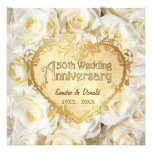 Aniversário de casamento do rosa branco 50th convite personalizados