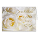 Aniversário de casamento dos rosas brancos 50th cartão