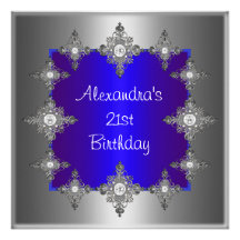 Aniversário de prata azul elegante do quadro da jó convites personalizados