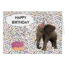 Aniversário do elefante cartoes