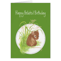 Aniversário engraçado, tardivo, com rato bonito cartões