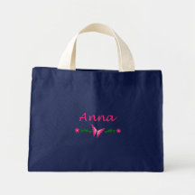 Anna (borboleta cor-de-rosa) bolsa de lona