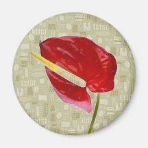 Antúrio vermelho no Taupe Barkcloth Imã