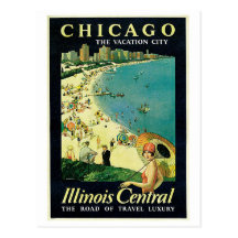 anúncio do viagem da praia de Chicago do 1920 do v Cartões Postais