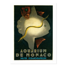 Anúncio do viagem de Monaco do aquário do vintage Cartão Postal