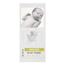 Anúncio unisex do nascimento da carruagem de bebê  convite personalizado