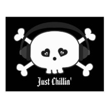 Apenas crânio de Chillin com fones de ouvido Cartões Postais