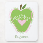 Apple cor-de-rosa e verde do professor de jardim d mouse pad