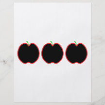 Apple vermelho esboça. Centro preto, haste verde Panfletos Personalizado