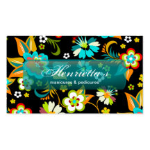 Aqua bonito do vintage em floral preto cartao de visita