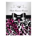 Arco chique do leopardo do rosa 311 quente metálic convites personalizados
