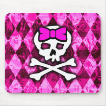 Arco feminino MousePad do rosa do crânio