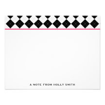 Argyle preto & branco Notecards liso Convite