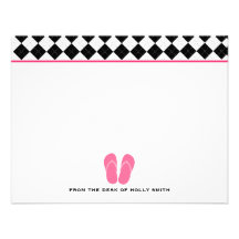 Argyle preto & chinelos cor-de-rosa Notecards liso Convites