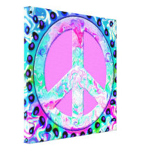 Arte abstracta psicadélico do sinal de paz impressão de canvas esticadas