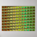 Arte abstracta vermelha do verde 3 poster