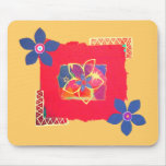 Arte abstracta vermelha e amarela da flor mousepad