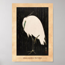 Arte branca do guindaste do ukiyo-e japonês clássi impressão