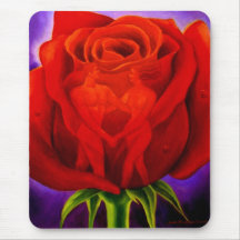 Arte da pintura da flor da rosa vermelha - multi mousepads
