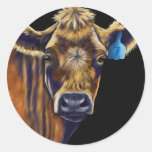 Arte da vaca - número afortunado sete adesivos em formato redondos
