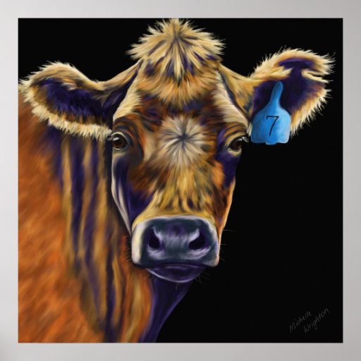 Arte da vaca - número afortunado sete poster