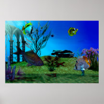 Arte do aquário 3D Digitas Pôsteres