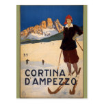 Arte do poster das viagens vintage de Cortina d'Am Cartão Postal
