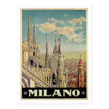 Arte do poster das viagens vintage de Milão Milão  Cartoes Postais