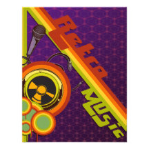 arte funky do vetor da música retro convite personalizados