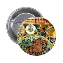 Arte histórica do globo antigo do mundo do mapa do botons