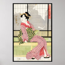 Arte japonesa legal do rolo da gueixa do ukiyo-e d pôsteres