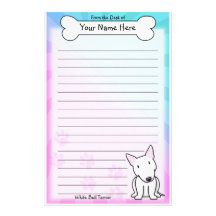 Artigos de papelaria brancos de Kawaii bull terrie