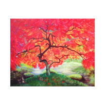 Árvore de bordo japonês impressão de canvas esticada