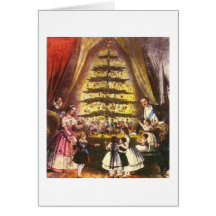 Árvore de Natal do Victorian e cartão de Natal da 