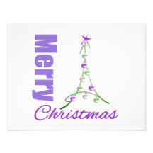 Árvore lunática do tema roxo do Feliz Natal Convite Personalizado