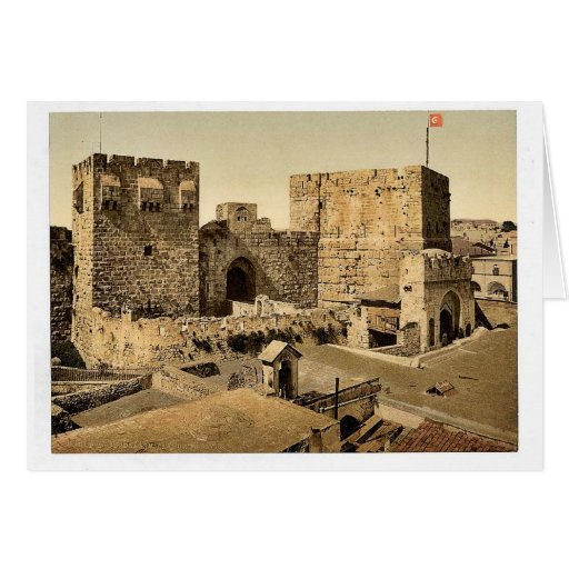 As torres de David e de Hippicus, Jerusalem, santa Cartao