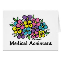 Assistente médico das flores cartões