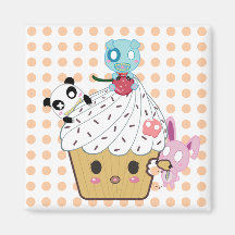 Ataque do cupcake! (>_<) imãs de refrigerador