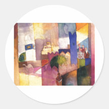 August Macke - aguarela 1914 de Kairouan (iii) Adesivos Em Formato Redondos
