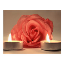 aumentaram duas velas de foto floral cor-de-rosa cartées postais