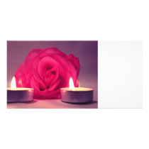 aumentaram duas velas de imagem floral cor-de-rosa cartões de fotografias