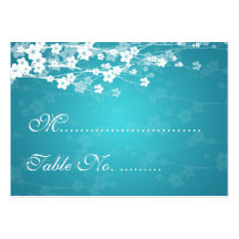 Azul da flor de cerejeira de Placecards do casamen Cartoes De Visita