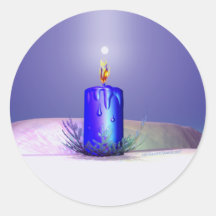 Azul da noite da vela do Natal Adesivos Redondos