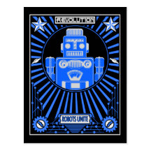 Azul de Reolution do robô Cartão Postal