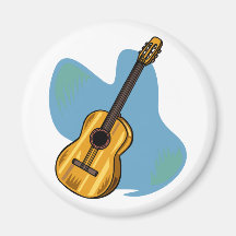 Azul gráfico da guitarra acústica atrás imã de refrigerador